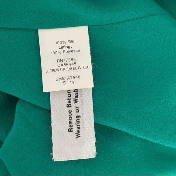 J. Crew Emerald Green silk twist tie back dress-4‎ - Picture 12 of 13